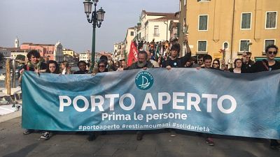 Venezia,in 3mila a corteo 'Porto Aperto' Venezia,in 3mila a corteo 'Porto Aperto'