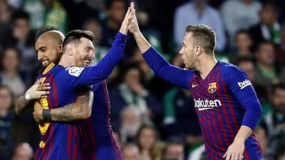Tris Messi, Barcellona batte 4-1 Betis Tris Messi, Barcellona batte 4-1 Betis