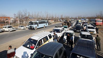 School buses, patients held up by Indian roadblocks on main Kashmir highway School buses, patients held up by Indian roadblocks on main Kashmir highway