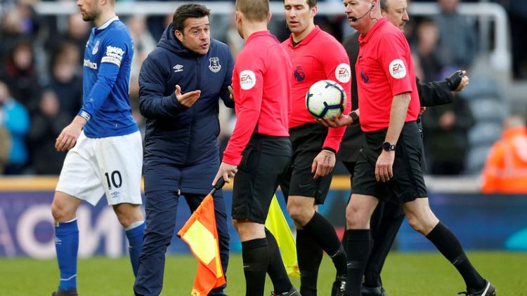 Everton's Silva fined for confronting officials in defeat at Newcastle