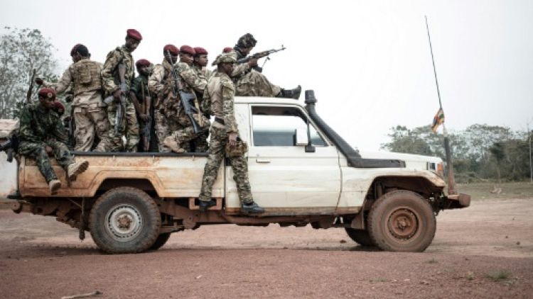 Des miliciens de l'UPC à Bokolobo, près de Bambari, le 16 mars 2019