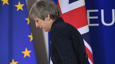 La Première ministre britannique Theresa May, le 22 mars 2019 à Bruxelles La Première ministre britannique Theresa May, le 22 mars 2019 à Bruxelles