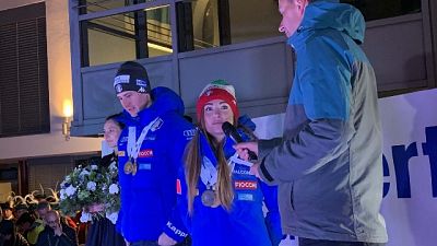 Biathlon, Anterselva festeggia Wierer Biathlon, Anterselva festeggia Wierer