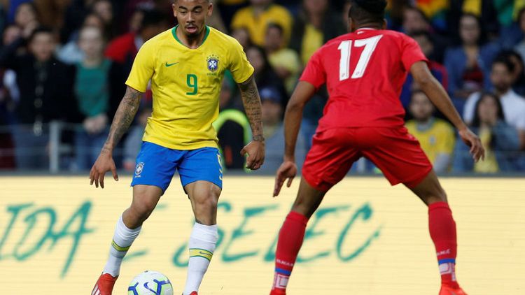 Football - Jesus double leads Brazil to 3-1 win over Czechs