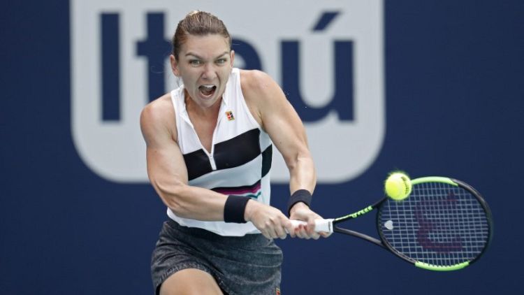 Tennis - Halep sees off Wang to move into Miami semis