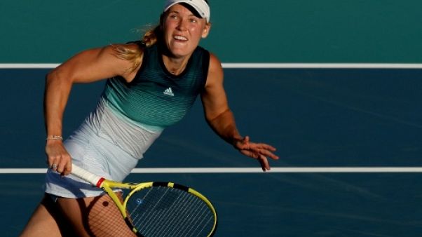 La Danoise Caroline Wozniacki lors de l'Open de Miami le 25 mars 2019 La Danoise Caroline Wozniacki lors de l'Open de Miami le 25 mars 2019