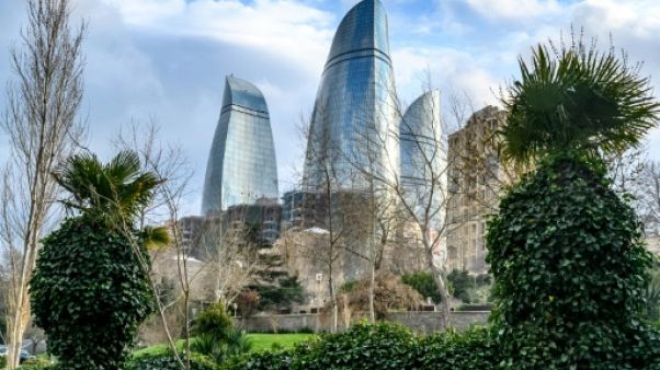 Les "Flame Towers" à Bakou, le 18 mars 2019 Les "Flame Towers" à Bakou, le 18 mars 2019