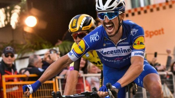 Le Français Julian Alaphilippe lors de Milan-Sanremo le 23 mars 2019 Le Français Julian Alaphilippe lors de Milan-Sanremo le 23 mars 2019
