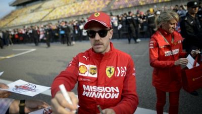 Le pilote de F1 allemande Sebastian Vettel, le 11 avril 2019 à Shanghai