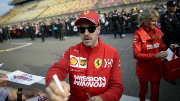 Le pilote de F1 allemande Sebastian Vettel, le 11 avril 2019 à Shanghai Le pilote de F1 allemande Sebastian Vettel, le 11 avril 2019 à Shanghai