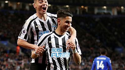 Newcastle win away with Perez header at Leicester Newcastle win away with Perez header at Leicester