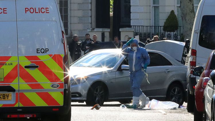 Police open fire as vehicle rams Ukraine embassy car in London; no injuries