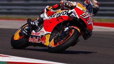Moto: Americhe,Marquez cade,Rossi è 1/o Moto: Americhe,Marquez cade,Rossi è 1/o