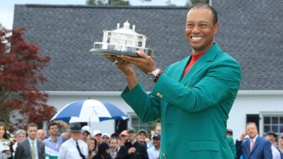 L'Américain Tiger Woods remporte le Masters d'Augusta le 14 avril 2019