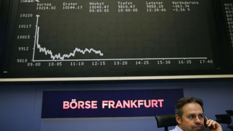 European shares ease from eight-month high as miners weigh