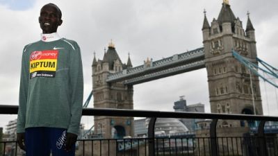 Le marathonien kényan Abraham Kiptum à Londres le 24 avril 2019 Le marathonien kényan Abraham Kiptum à Londres le 24 avril 2019