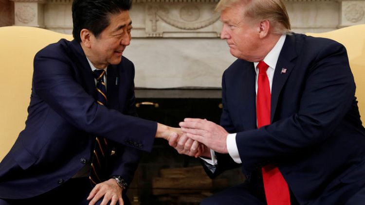Trump says sees possibility of U.S.-Japan trade deal by May