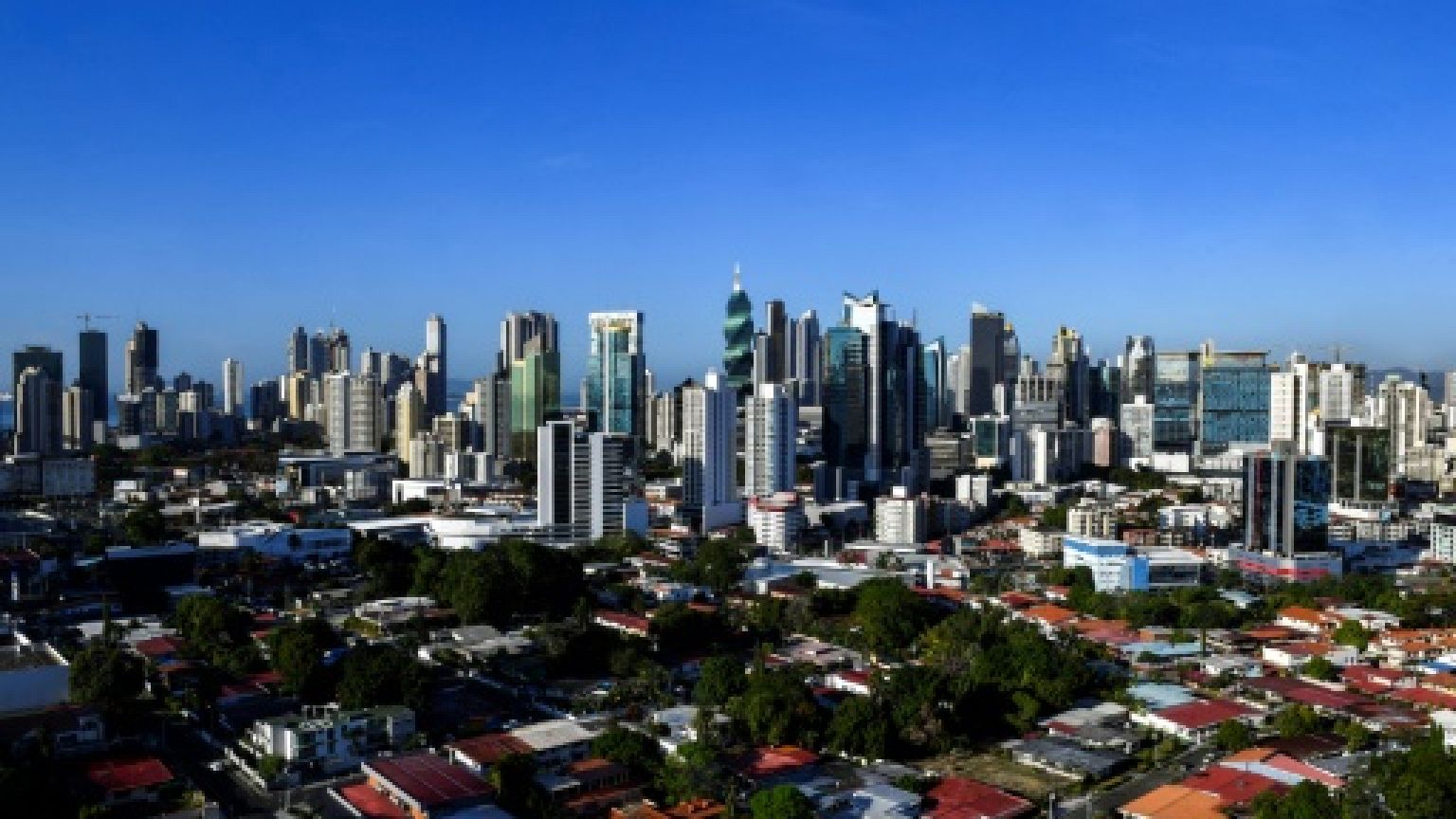 Vue du quartier d'affaires de Panama City, le 25 avril 2019