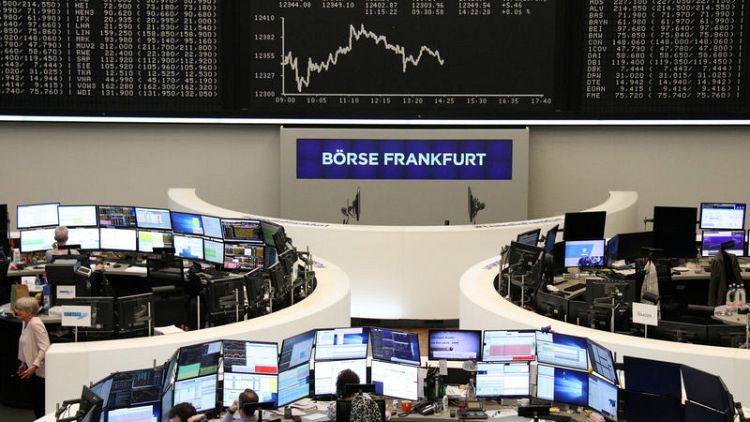 European shares edge up, aided by banks, Adidas