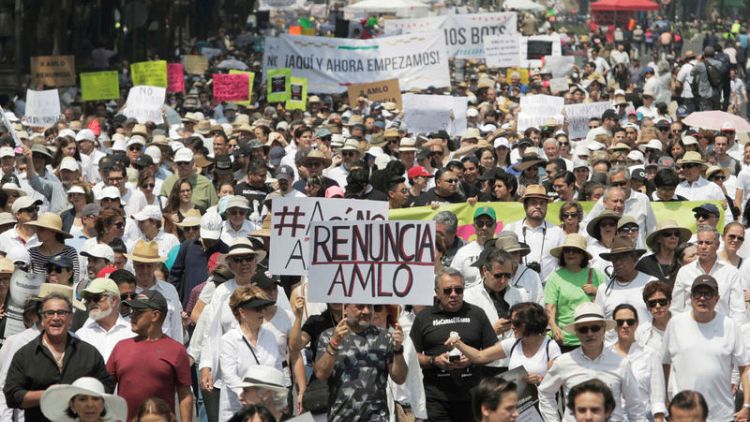 Thousands march in protest against Mexico's president