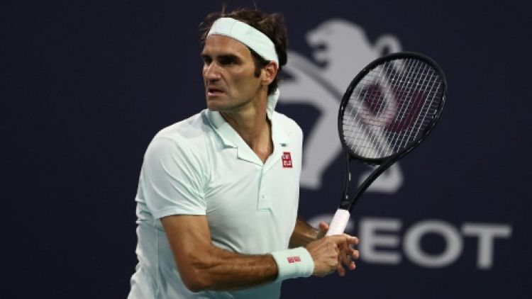 Roger Federer, lors du Masters 1000 de Miami, le 29 mars 2019