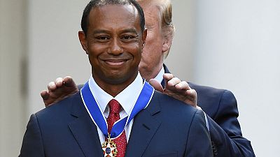 Golf - Emotional Woods accepts Medal of Freedom at White House Golf - Emotional Woods accepts Medal of Freedom at White House
