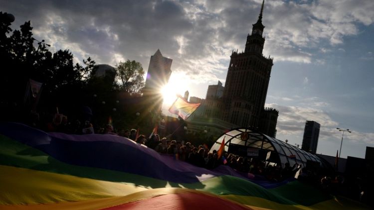 Poles stage protest rally in support of LGBT activist