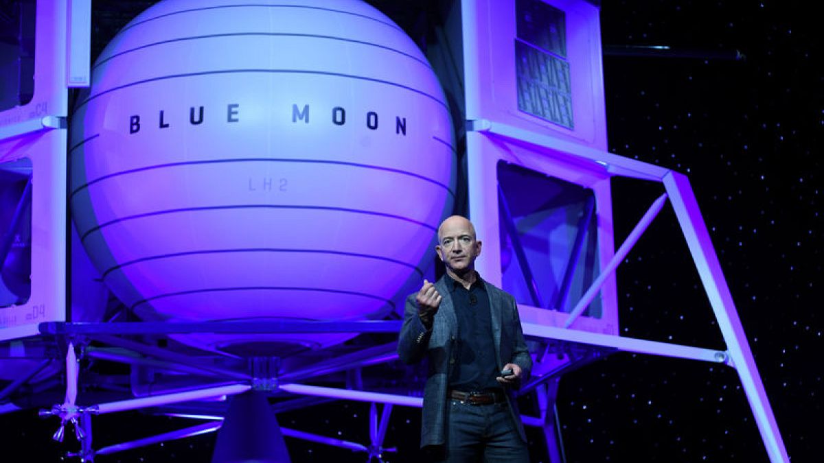 Billionaire Bezos unveils moon lander mockup, embraces Trump's lunar timetable