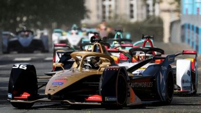 Le Français Jean-Eric Vergne lors du "ePrix de Paris" le 27 avril 2019 Le Français Jean-Eric Vergne lors du "ePrix de Paris" le 27 avril 2019