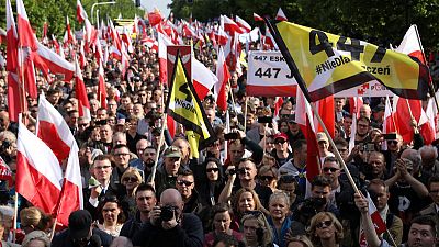 Polish far-right supporters protest against restitution of Jewish property Polish far-right supporters protest against restitution of Jewish property