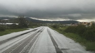 Grandine in Sardegna, Nuorese imbiancato Grandine in Sardegna, Nuorese imbiancato