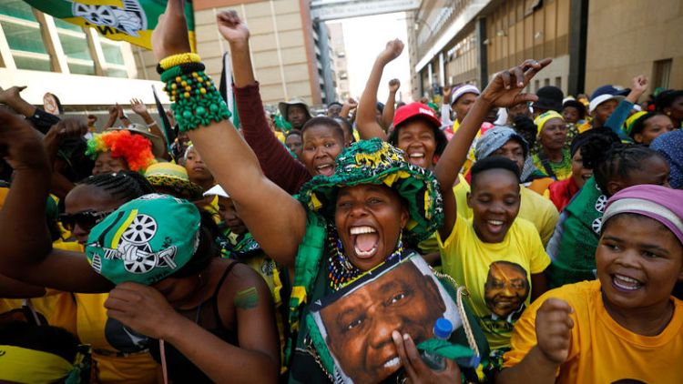 South Africa's ANC celebrates election victory in downtown Johannesburg