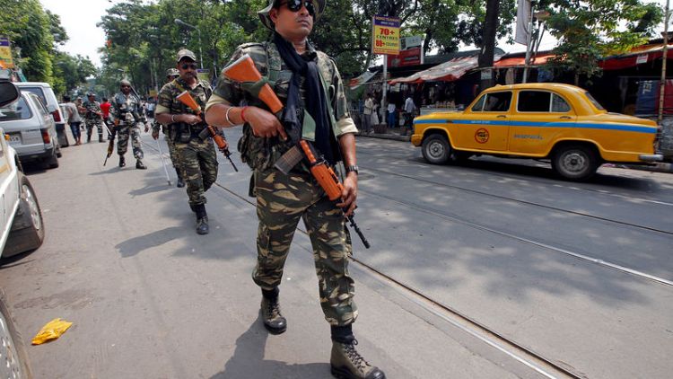 Soldiers patrol India's Kolkata after election violence