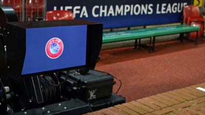 Un logo de l'UEFA, le 12 février 2019 à Manchester Un logo de l'UEFA, le 12 février 2019 à Manchester