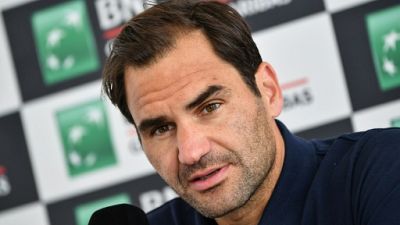 Roger Federer en conférence de presse, le 14 mai 2019 à Rome Roger Federer en conférence de presse, le 14 mai 2019 à Rome