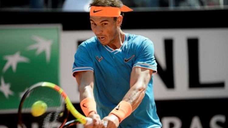 L'Espagnol Rafael Nadal lors des quarts de finale à Rome le 17 mai 2019