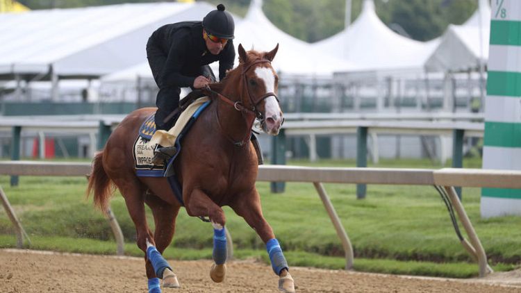 Horse racing - Improbable tops Preakness field missing Triple Crown drama
