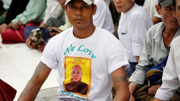 Hardline Myanmar monk's supporters protest arrest warrant Hardline Myanmar monk's supporters protest arrest warrant