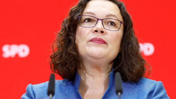 German SPD leader Nahles quits as party's popularity hits low German SPD leader Nahles quits as party's popularity hits low