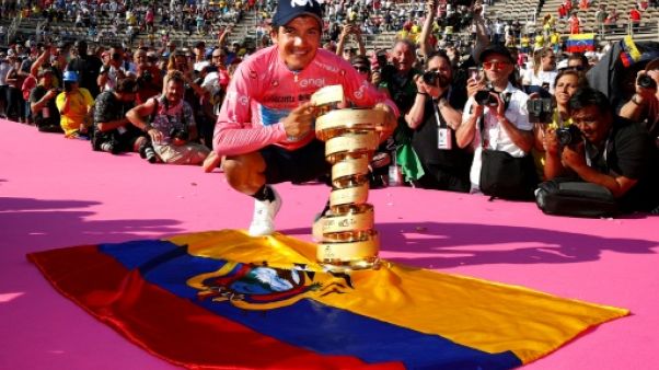 L'Equatorien Richard Carapaz remporte le Tour d'Italie le 2 juin 2019 L'Equatorien Richard Carapaz remporte le Tour d'Italie le 2 juin 2019