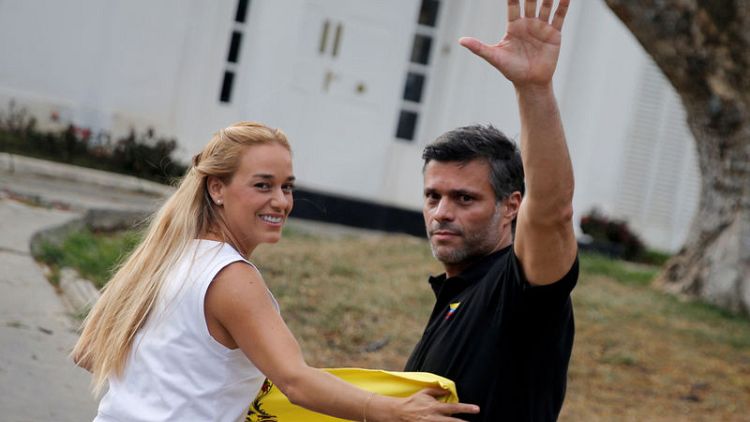 Venezuelan activist Tintori, wife of opposition's Lopez, arrives in Spain