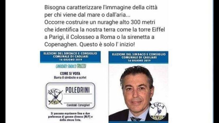 "Nuraghe a Cagliari", proposta candidato