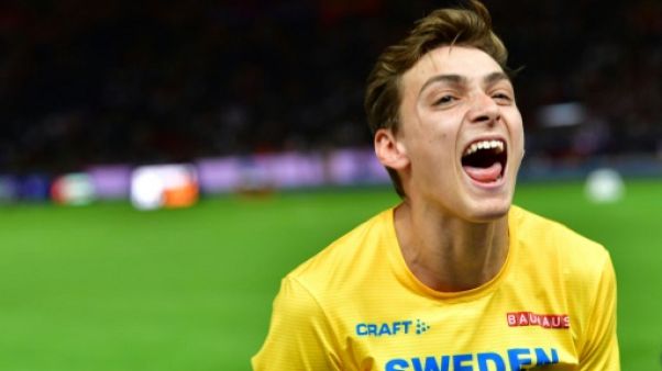 Le perchiste suédois Armand Duplantis vainqueur aux Championnats d'Europe, à Berlin, le 12 août 2018 Le perchiste suédois Armand Duplantis vainqueur aux Championnats d'Europe, à Berlin, le 12 août 2018