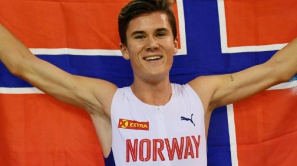 Le Norvégien Jakob Ingebrigtsen, médaillé d'argent du 1500 m aux Championnnats d'Europe en salle, à Glasgow, le 3 mars 2019 Le Norvégien Jakob Ingebrigtsen, médaillé d'argent du 1500 m aux Championnnats d'Europe en salle, à Glasgow, le 3 mars 2019