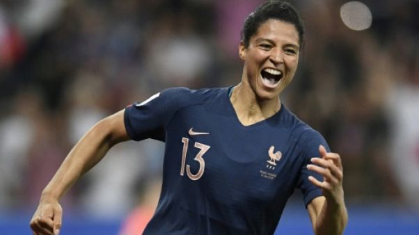 L'attaquante des Bleues, Valérie Gauvin, buteuse lors du match de phase de groupes du Mondial face à la Norvège, à Nice, le 12 juin 2019 L'attaquante des Bleues, Valérie Gauvin, buteuse lors du match de phase de groupes du Mondial face à la Norvège, à Nice, le 12 juin 2019