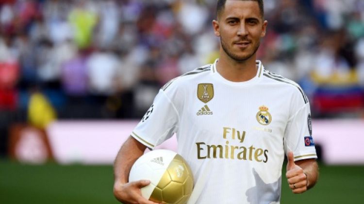 La recrue belge Eden Hazard lors de sa présentation officielle au Real Madrid, le 13 juin 2019 au stade Santiago-Bernabeu