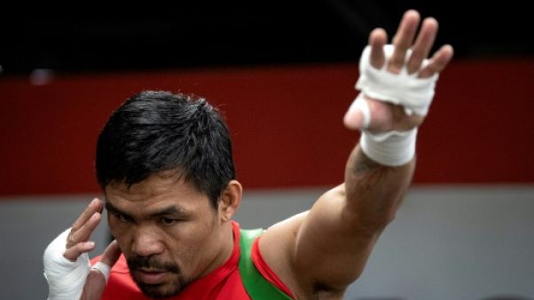 Le boxeur philippin Manny Pacquiao à l'entraînement à Manille le 6 juin 2019 Le boxeur philippin Manny Pacquiao à l'entraînement à Manille le 6 juin 2019