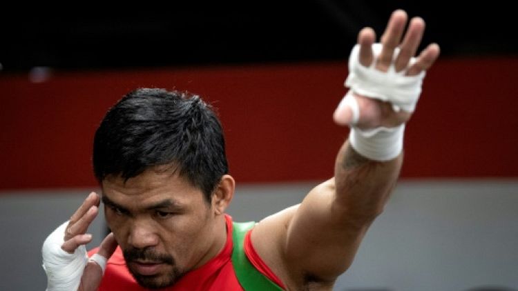 Le boxeur philippin Manny Pacquiao à l'entraînement à Manille le 6 juin 2019