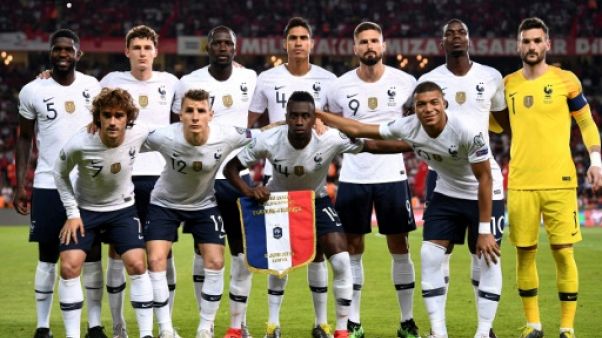 L'équipe de France avant le match de qualification à l'Euro 2020 contre la Turquie, à Konya, le 8 juin 2019 L'équipe de France avant le match de qualification à l'Euro 2020 contre la Turquie, à Konya, le 8 juin 2019