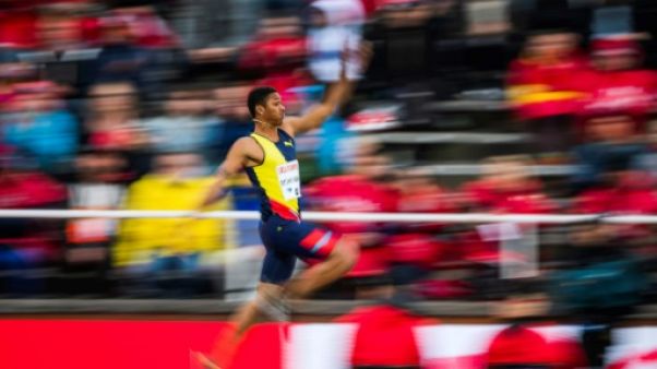 Le Cubain Juan Miguel Echevarria au saut en longueur lors du meeting de Stockholm, le 30 mai 2019 Le Cubain Juan Miguel Echevarria au saut en longueur lors du meeting de Stockholm, le 30 mai 2019